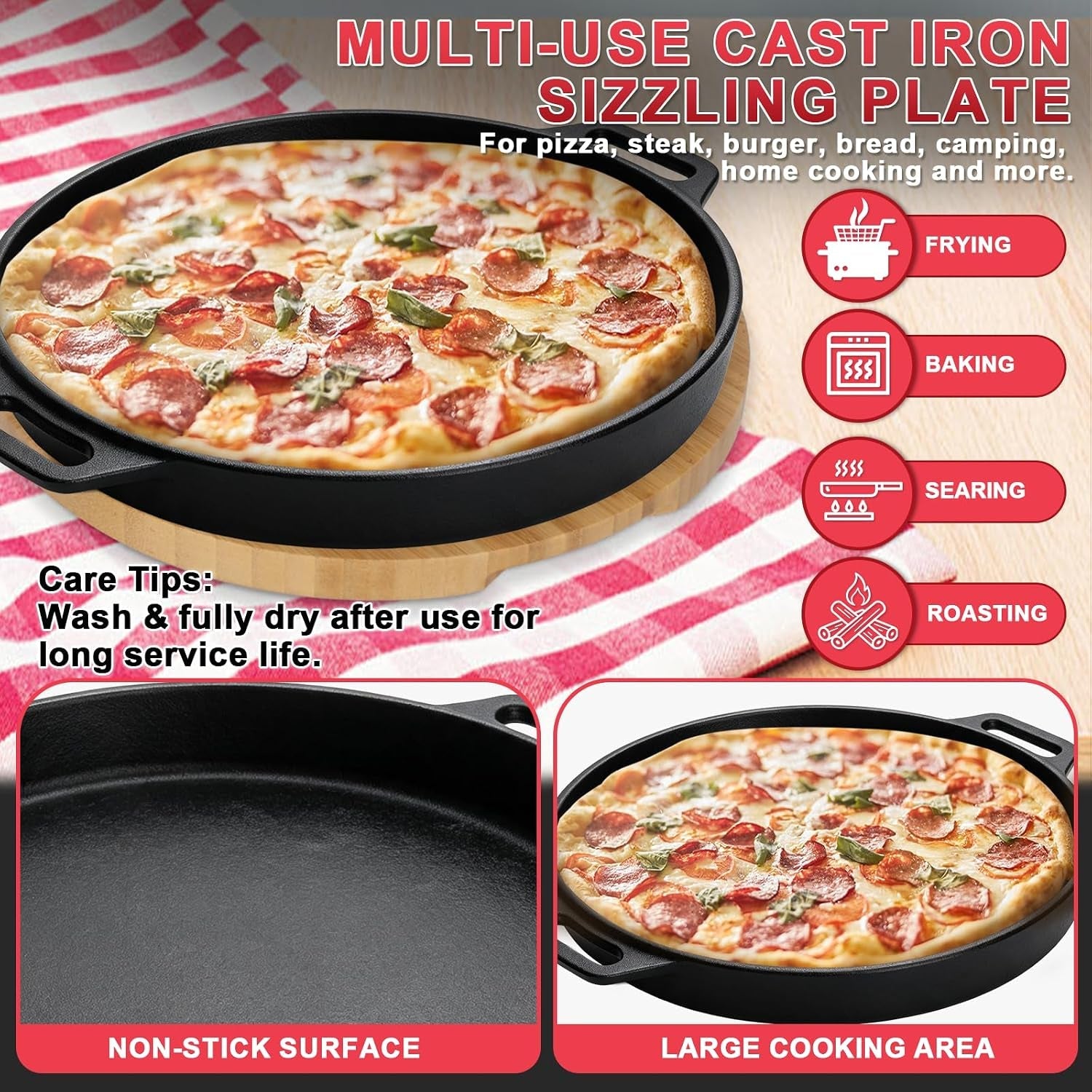 10-round-cast-iron-skillet-set-for-pizza-bbq-stovetop-outdoor-use-pizza-pan-with-removable-handle-wooden-base-for-pizza-oven-bbq-outdoor-stovetop-cooking-heat-retention-food-safe-tool-free
