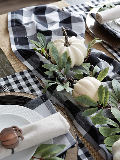 Buffalo Check Collection, Classic Farmhouse Table Runner, 14X108, Black & White9
