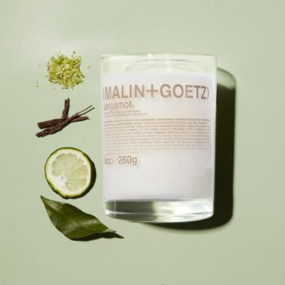 MALIN+GOETZ 9Oz Scented Candle | Hand-Poured Soy Wax with Unique Fragrance Blends | Clean-Burning, Vegan & Cruelty-Free | Bergamot, Sage, Otto, Tomato, Strawberry, Cannabis, Dark Rum & Leather3