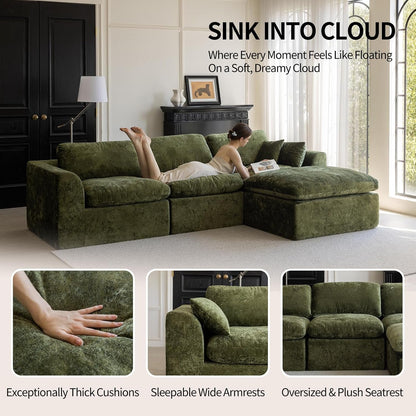 Cloud Sectional Couch for Living Room, Modern L-Shape Sofa with Back Cushion, Oversized Convertible Deep Chenille Seater Modular Couches4