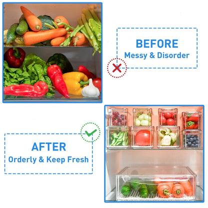 10 Pack Fridge Organizer, Stackable Refrigerator Organizer Bins with Lids, Produce Fruit Storage Containers for Storage Clear for Food, Drinks, Vegetable Storage7