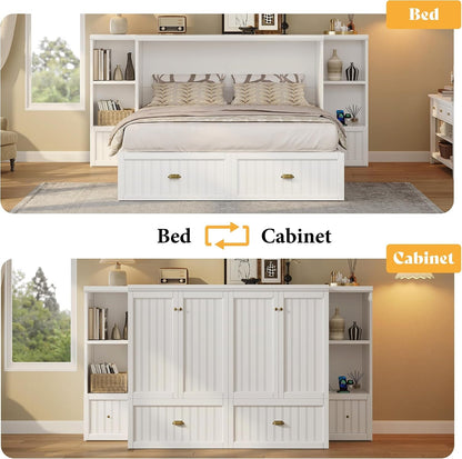 Full Size Murphy Bed with Bedside Tables & Charging Station7