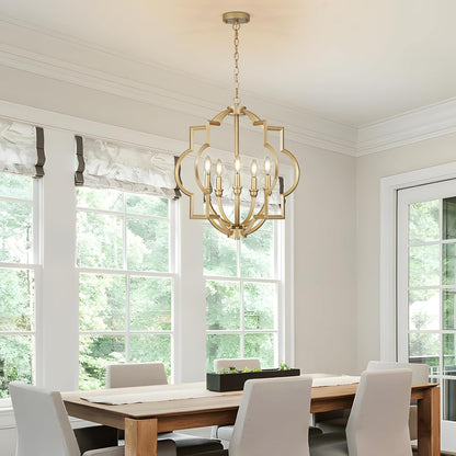 5-Light 22" Gold Globe Chandelier for Kitchen Island Dining Room2