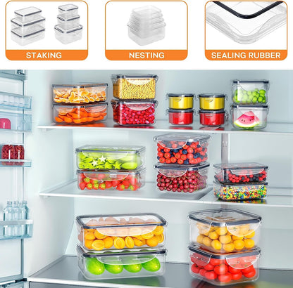 40 PCS Food Storage Containers with Lids Airtight (20 Containers & 20 Lids), Plastic Storage Meal Prep Container-Stackable 100% Leakproof & Microwave Organization and Storage Sets, Lunch Containers3