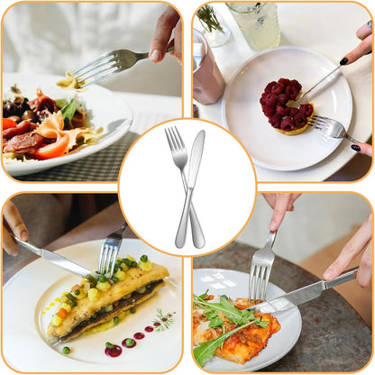 50 Pieces Stainless Steel Fork and Knife Set, 8 Inches Silverware Set with 25 Dinner Knives and 25 Dinner Forks, Dishwasher Safe Tableware Cutlery for Kitchen Restaurant Home7