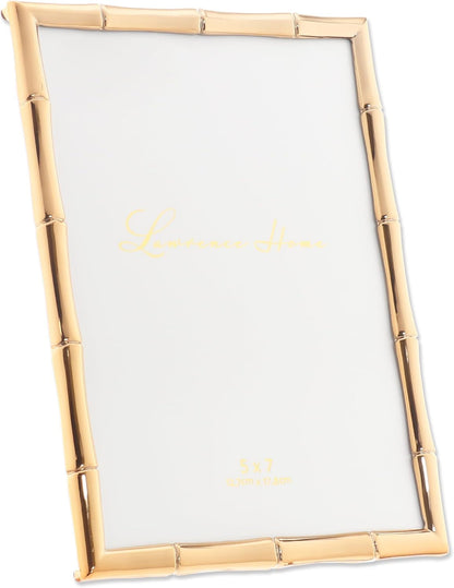 5" W X 7" H Gold Metal Picture Frame with Bamboo Design (712257)4