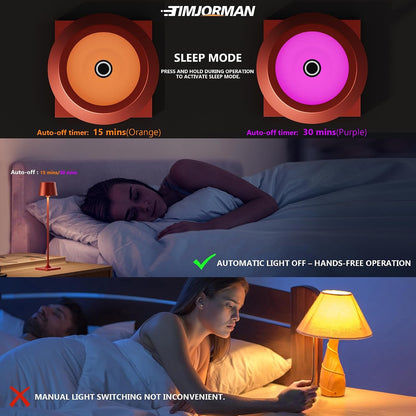 Compact Cordless Table Lamp, Rechargeable LED Night Light, Dual Light Source (RGB Top & Warm Bottom), Touch Control & Timer, Metal Lamp for Bedroom & Kids Room (Red 1-Pack)6