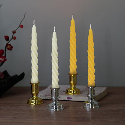 Spiral Beeswax Taper Candles, 4 Pack, 7 Inch, Dripless, off White6