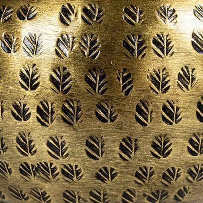 Round Hammered Metal Container with Bird Finial, Brass Finish4