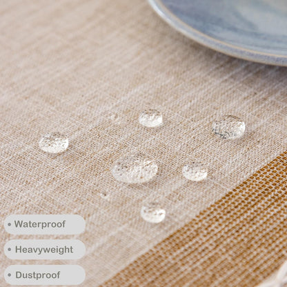 Waterproof Cotton Linen Washable round Tablecloth 52 Inch Coffee5