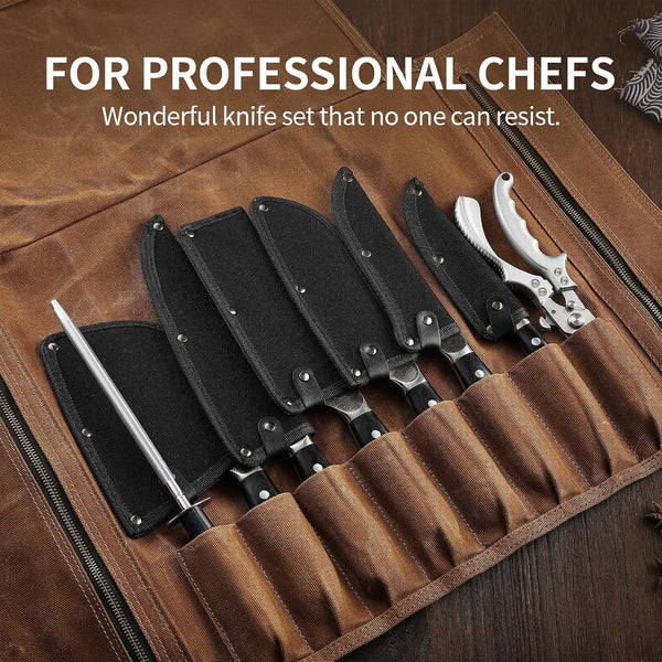 Chef Knife Set with Bag, Hand Forged High Carbon Steel BBQ Knives Set6