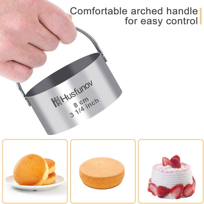 Biscuit Cutter Set, round Cookie Cutters with Handle | 5 Pieces Stainless Steel Circle Professional Baking Dough Tools for Cake4