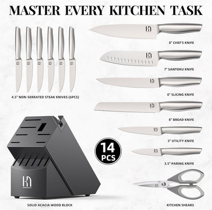 14 Pcs Knife Block Set, Premium, Razor Sharp, Japanese Steel6
