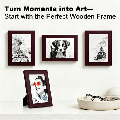 5X7 Solid Wood Picture Frame with Real Glass Cover Dark Brown2