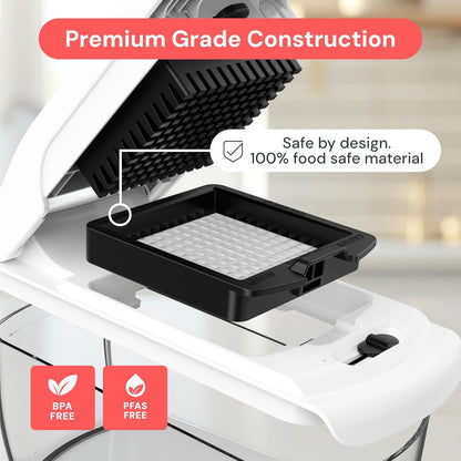 Pro Original Vegetable Chopper & Spiralizer, Kitchen Prep Tool | 4 in 1 Veggie Slicer, Onion & Fruit Cutter with Sharp Stainless Steel Blades & Container, All-In-One Food Prep Tool (White)5