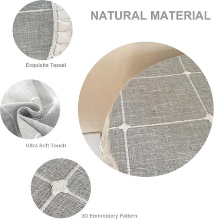 Round Boho Farmhouse Rustic Tablecloth Grey 48 Inch3