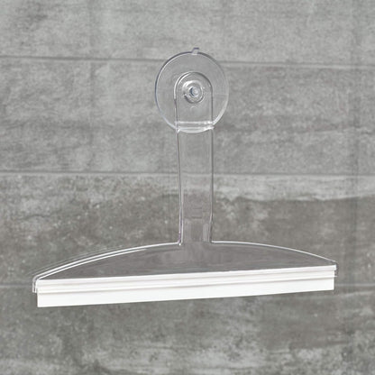 22300 Plastic Plastic Suction Squeegee with Storage Hook Shower, Window, and Mirror Accessory for Master, Guest, Kids' Bathroom Cleaning, 12" X 10", Clear3
