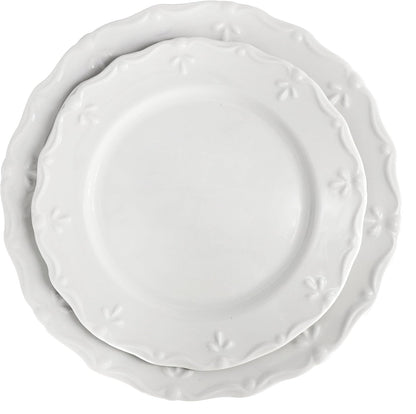 Henryi 18 Piece Embossed Rim Detail Porcelain White Dinnerware Set, Tableware Set, Serveware (18 Piece)3