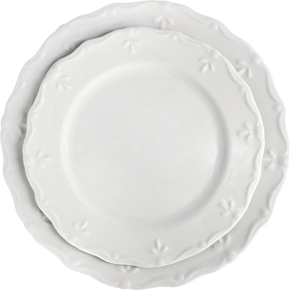 Henryi 18 Piece Embossed Rim Detail Porcelain White Dinnerware Set, Tableware Set, Serveware (18 Piece)3