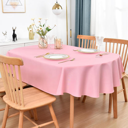 Oval Tablecloth 60 X 102 in Polyester Fabric Tablecloths, Pink2