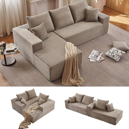 96" Cloud Couch L-Shape Boneless Couch, Left Facing Chaise, Camel7