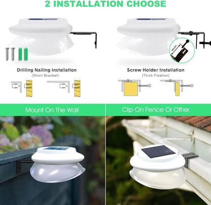 Outdoor Solar Gutter Lights - Solar Fence Lights Outdoor Waterproof LED Deck Lighting Wall Mount Decorative Auto On/Off for Eaves Yard Garage Garden Deck Patio Railing (6 Pack, White)6