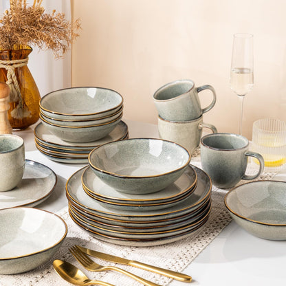 Ceramic Dinnerware Sets for 4, 12Pcs Plates and Bowls Sets Dishes9