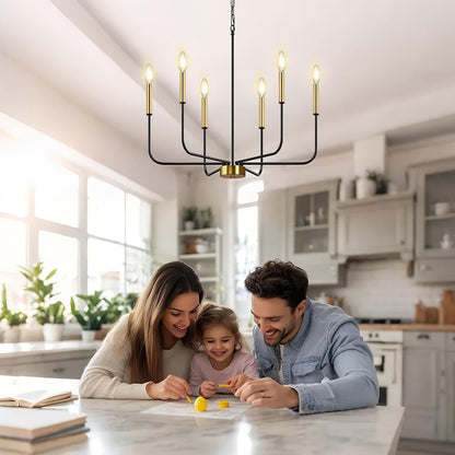 Black and Gold Chandeliers, 6-Light Farmhouse Chandeliers for Dining Room4