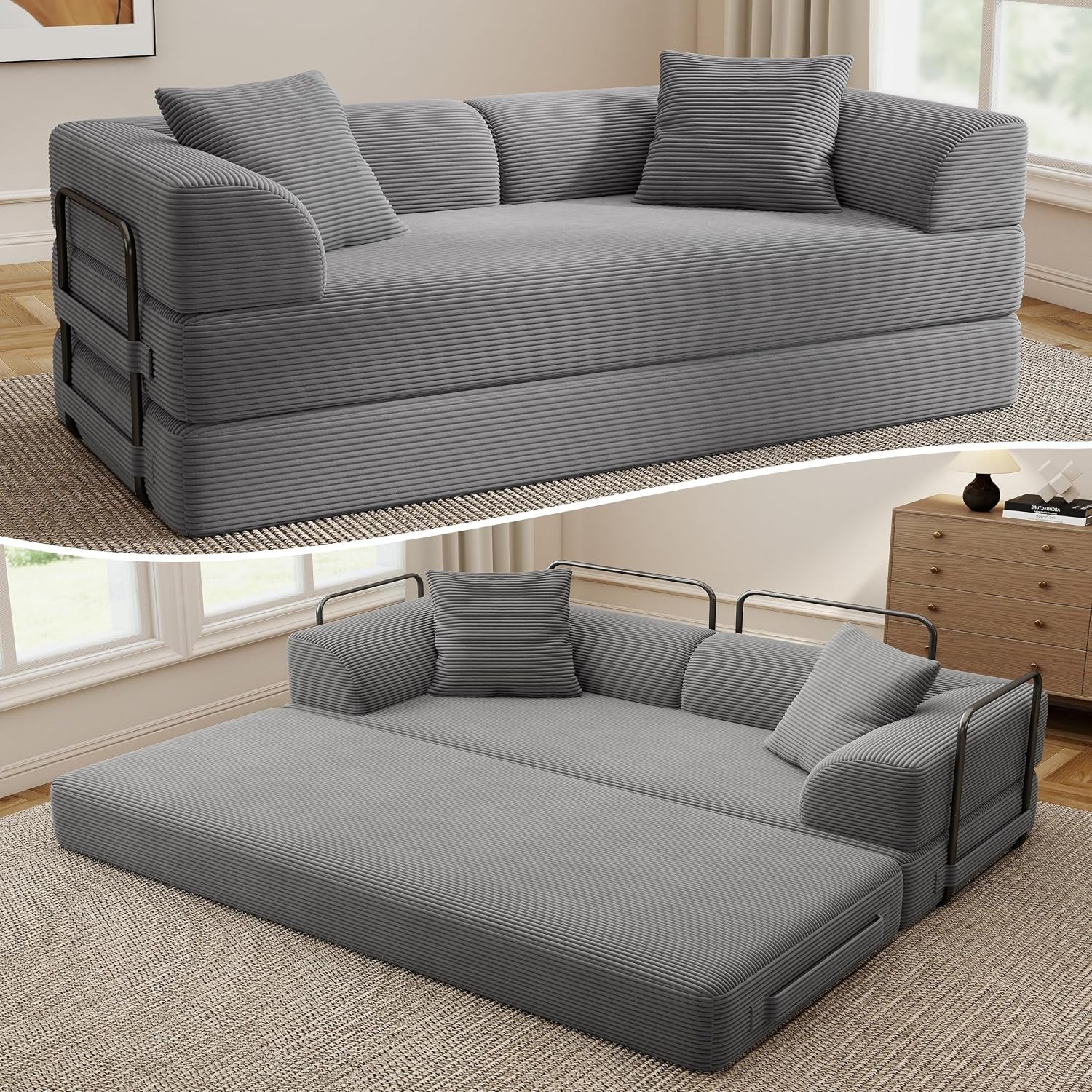 cloud-boneless-couch-futon-sofa-bed-5-in-1-convertible-sofa-bed-pull-out-couch-sleeper-sofa-compressed-loveseat-70-high-density-sponge-corduroy-fabric-futon-daybed-for-living-room-bedroom-gray