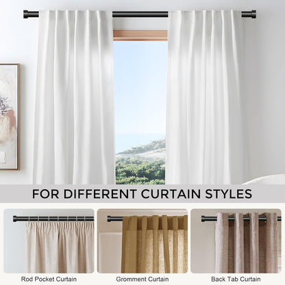 Curtain Rods for Windows 48 to 84 Inch(4-7 Feet),Black 1'' Diameter Drapery Rods with End Cap Style Design,Modern Adjustable Heavy Duty Curtain Rod,Size:36''-88''6