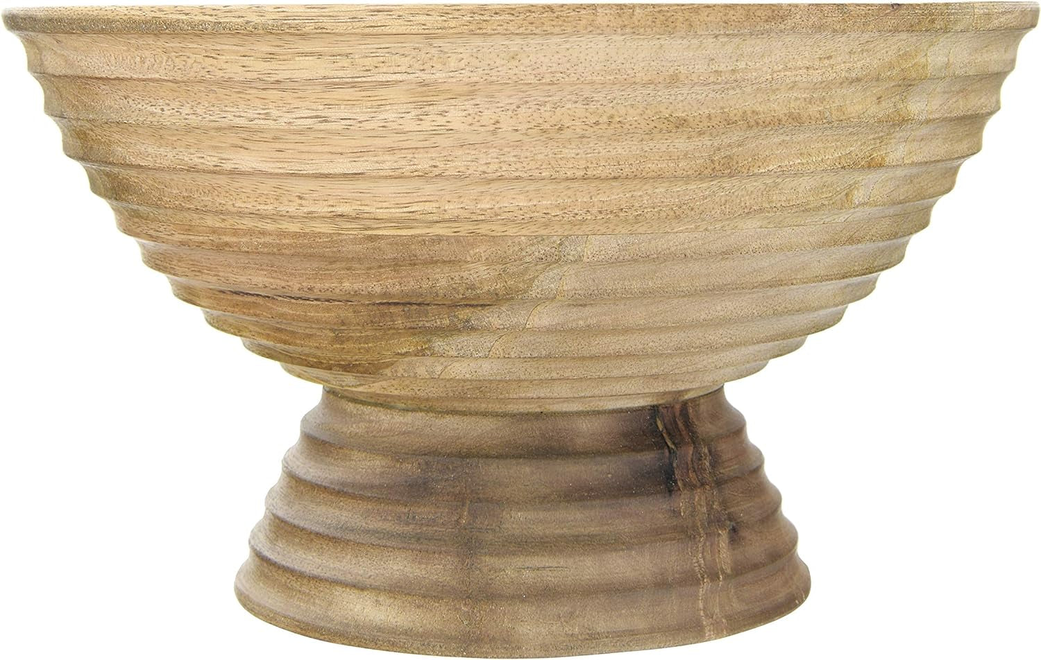 creative-co-op-ridged-mango-wood-footed-bowl-brown