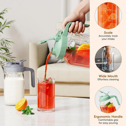 Breast Milk Pitcher, 32 Oz Wide Mouth Glass Mason Jar with Lid | Dual Leak-Proof Lid, Easy-Pour Spout, Handle Design for Breastmilk Storage, Iced Tea and Cold Beverages4