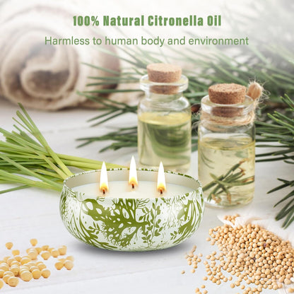 3 X 12Oz Citronella Candle Outdoor 3 Wick Soy Wax Citronella Candle Set Jar Candle up to 240Hrs Burning Outdoor Candles Home Garden Yard Balcony Summer Camping3