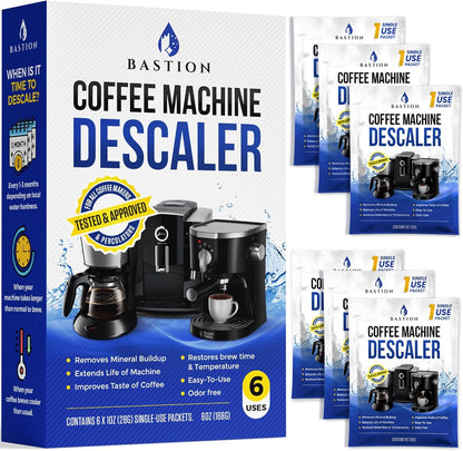 Descaling Powder Solution (6-Uses) Coffee Machine Descaler Cleaner | Compatible with Breville Keurig Nespresso Delonghi Ninja | to Descale Automatic Coffee Pots & Makers & Espresso Machines1