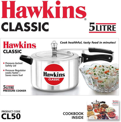 Aluminium 5 Litre Classic Pressure Cooker, Best Inner Lid Cooker, Silver (Cl50)2