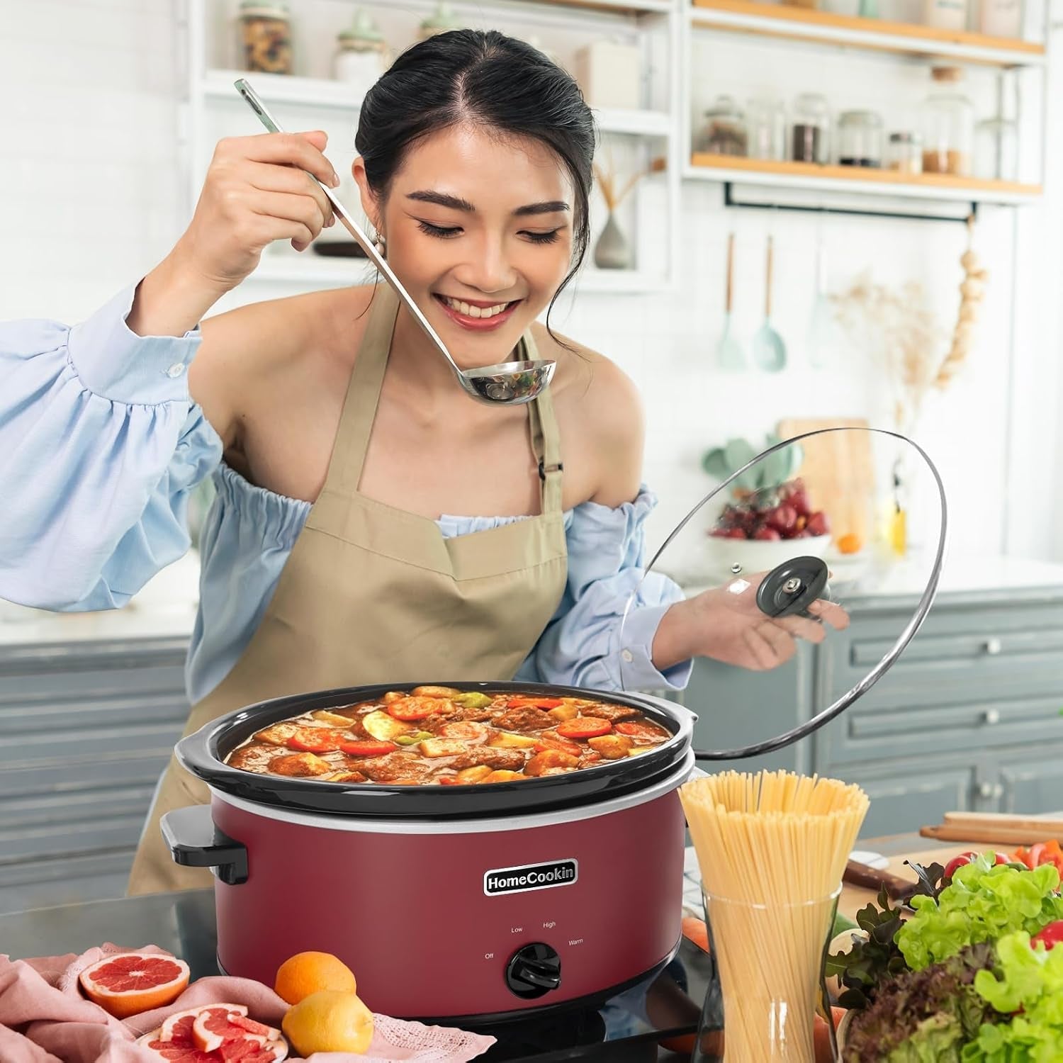 8-quart-slow-cooker-oval-manual-pot-food-warmer-with-3-cooking-settings-red-stainless-steel