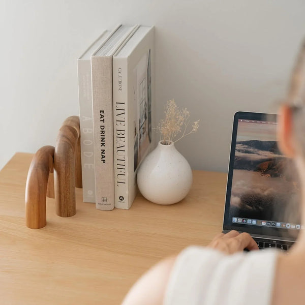 Wood Arch Bookshelf Decor - Modern Shelf Decor Accents, Decorative Objects for Coffee Table, Entryway Table Sculptures, Minimalist Home Decorations for TV Console, Built in Shelves and Mantle8