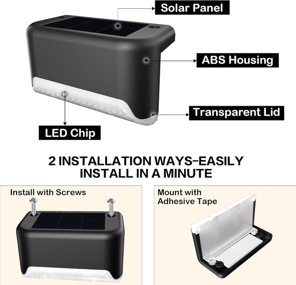 Solar Deck Lights Outdoor, 20 Pcs Solar Step Lights, Waterproof LED Solar Lights for Outdoor Stairs, Step, Fence, Yard, Patio, Railing, Garden and Pathway5