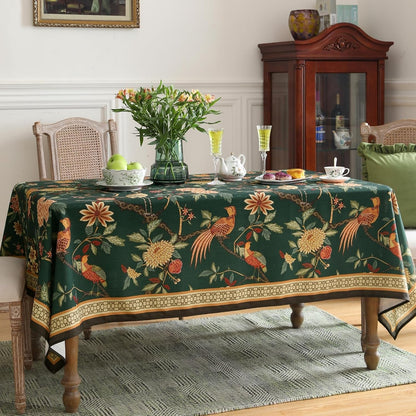 Designer Linen Green Square Small Tablecloth,55"X55"-Mitchell7