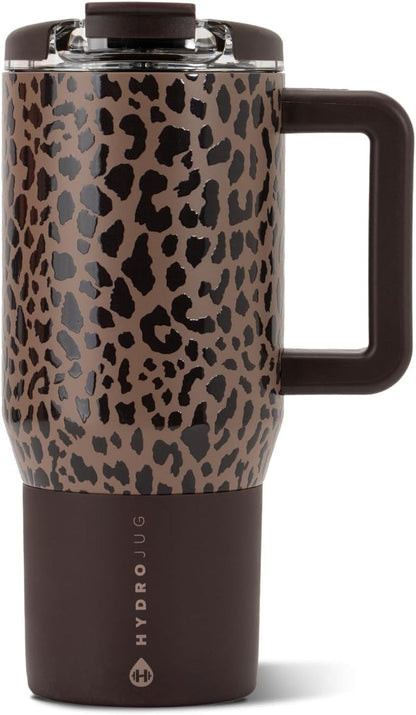 Coffee Traveler 20Oz Ceramic-Lined Mug with Handle, Brown Leopard1
