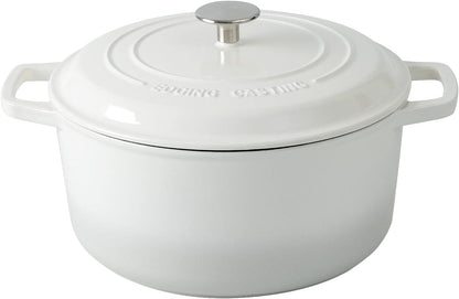 Enameled Cast Iron Dutch Oven Pot with Lid, Dutch Oven for Sourdough Bread Baking round Pot Dule Handle, 6 Quart, White1