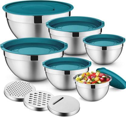 Mixing Bowls with Lids Set of 6, Nesting Salad Bowl, Blue1