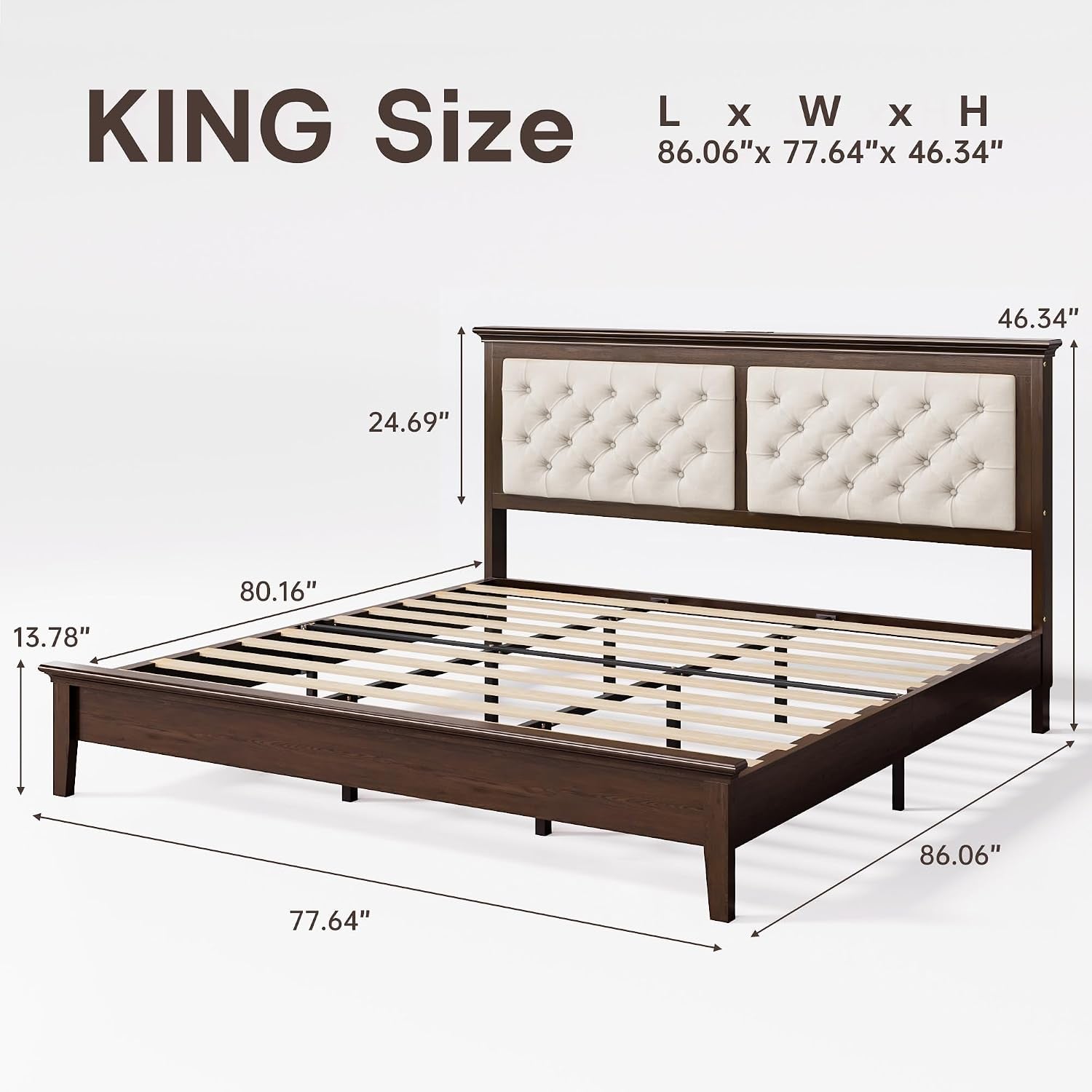 solid-wood-king-size-bed-frame-46-tall-diamond-tufted-upholstered-headboard-american-classic-flat-top-bed-stable-structure-wood-slats-support-noise-free-no-box-spring-needed-walnut