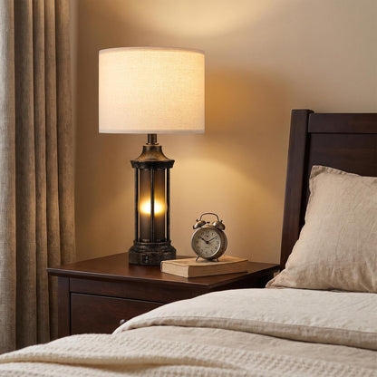 24" Farmhouse Table Lamps for Living Room, Bedside Lamps Set of 26
