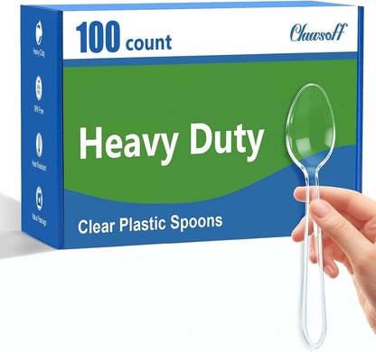100 Count Clear Disposable Plastic Spoons, Plastic Silverware1