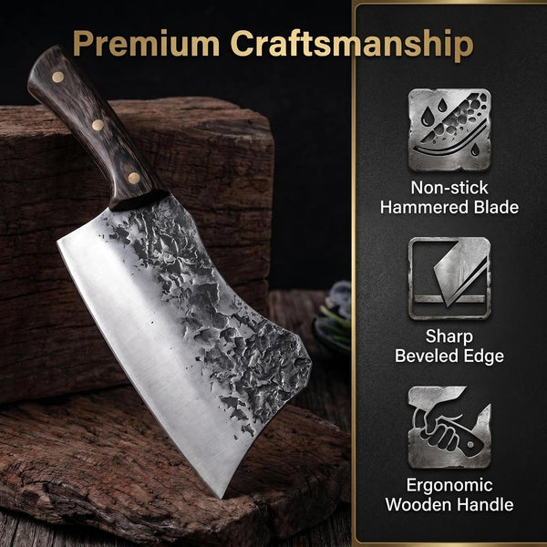 Meat Cleaver, 7.5 Inch Handmade Forged Chinese Chef Knives Stainless Steel Kitchen Knife Slicing Butcher Knife Bone Chopping Knives3