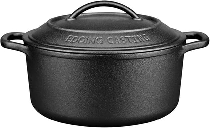 Pre-Seasoned Cast Iron Dutch Oven Pot with Lid Dual Handle, Sourdough Bread Baking Pots, Bread Oven, Camping, Grill, Induction, Electric, round 5 Quart, Black1