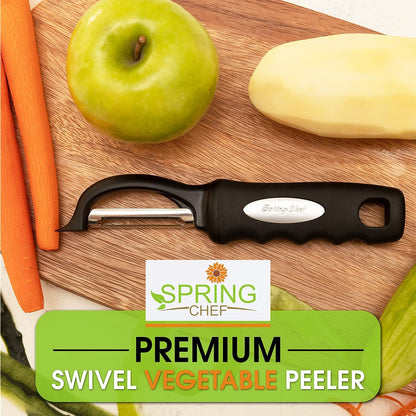 Swivel Vegetable Peeler for Kitchen W/Soft Grip Handle, Black | Premium Potato Peeler W/ Ultra Sharp Stainless Steel Blades, Multifunctional Veggie Peeler for Apple, Carrot, Cucumber, Fruit2
