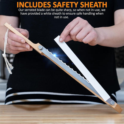 Bread Knife for Homemade Bread 17" Wooden Sourdough Bread Knife - 2 Blades7