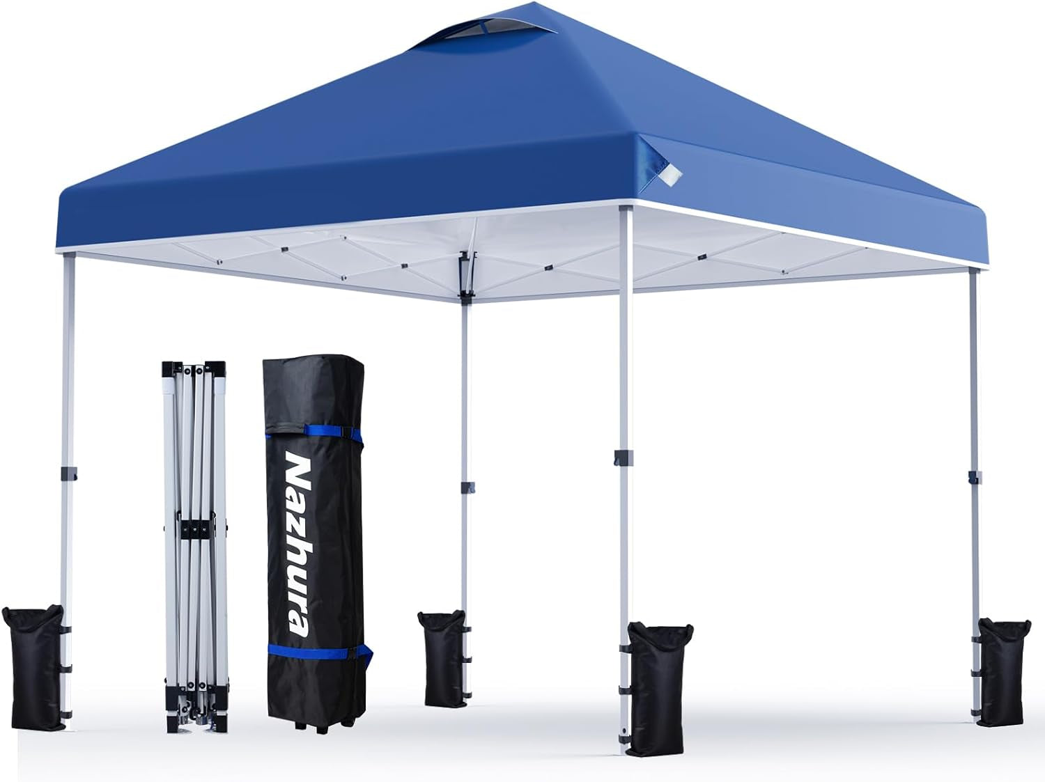 10-x-10-pop-up-canopy-tent-with-sand-weight-bag-freestanding-sun-shelter-for-picnic-and-camping-one-person-setup-and-height-adjustable-blue